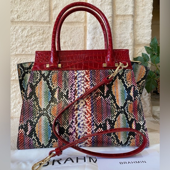 RARE♥️EMBER VERACRUZ PRISCILLA Satchel by BRAHMIN with matching JOURNAL+⭐️CHARM! - Picture 4 of 14